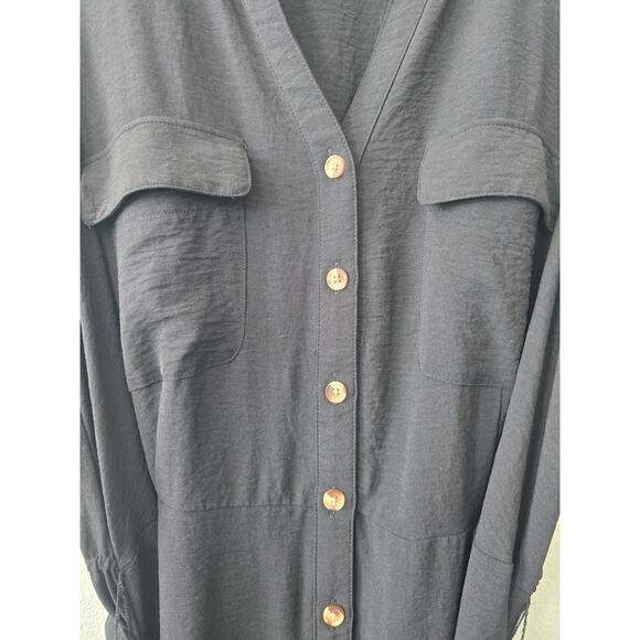 Black Sleeveless Midi Shirt Dress Croft & Barrow Belted Button Front Size XXL - Picture 4 of 8